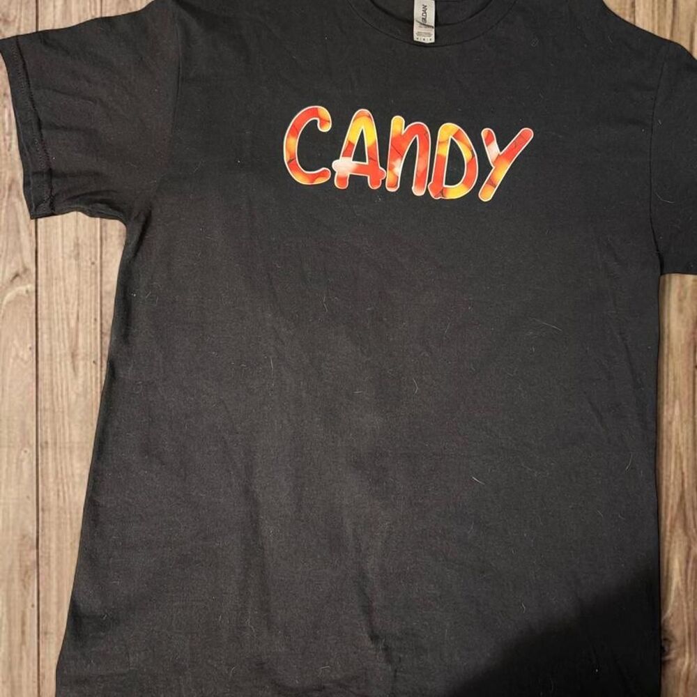 Adult Medium Halloween "Candy" Black T-shirt Excellent Condition